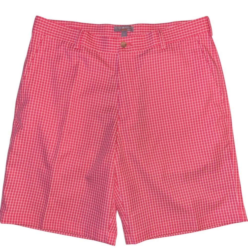 Peter Millar Pink SHACKLEFORD HYBRID GINGHAM SHORT - Picture 2 of 5